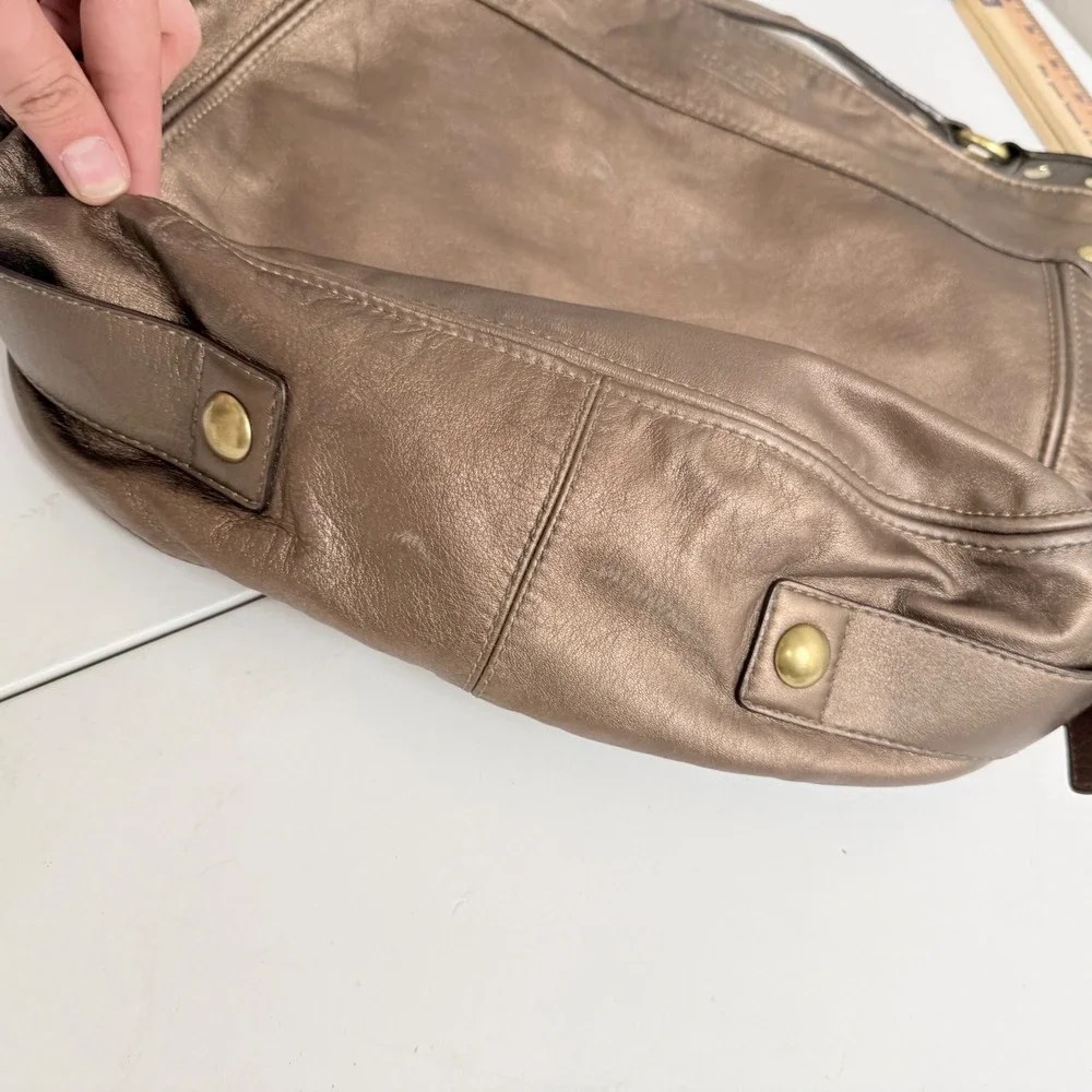 Coach Brown 12669 Bronze Leather Shoulder Bag Purse Womens - Picture 5 of 8